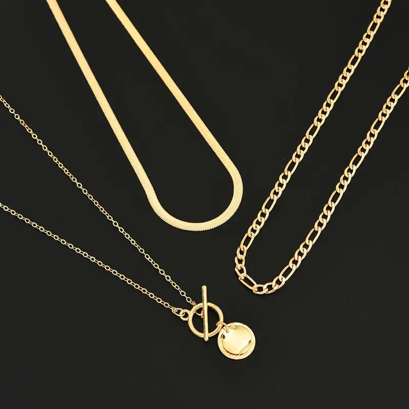Savira Textured Coin Layered Necklace | Gold-Westeryn