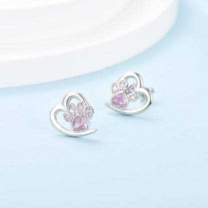 Whimsical Paw Heart Earrings