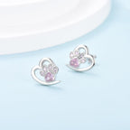 YANI – Heart Paw-Shaped Silver Earrings-Westeryn