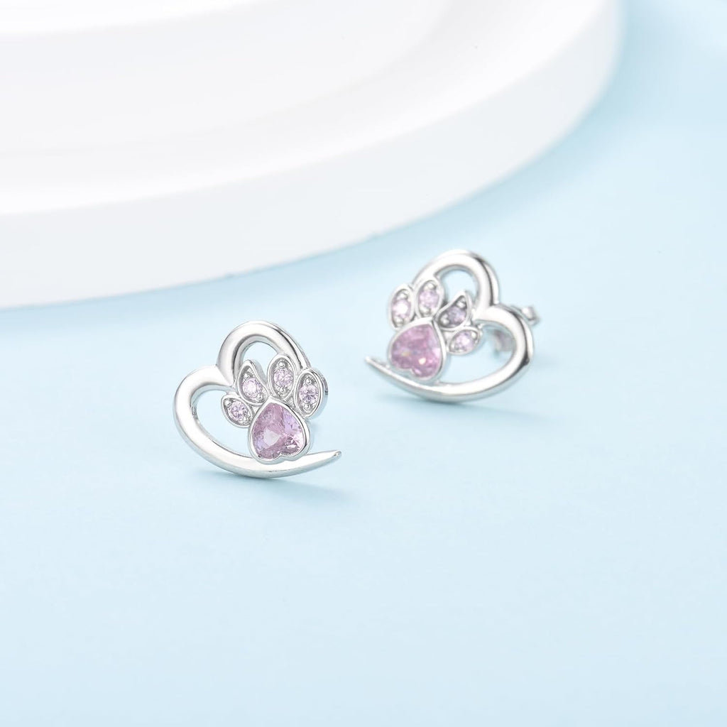 LIVIA – Elegant Heart and Paw Earrings with Sparkling Zirconia for a Stunning Look-Westeryn
