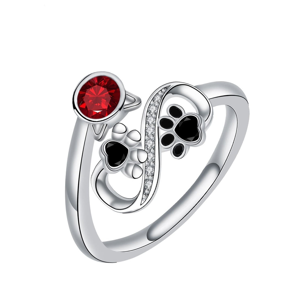 Crimson Paw Print Adjustable Ring-Westeryn
