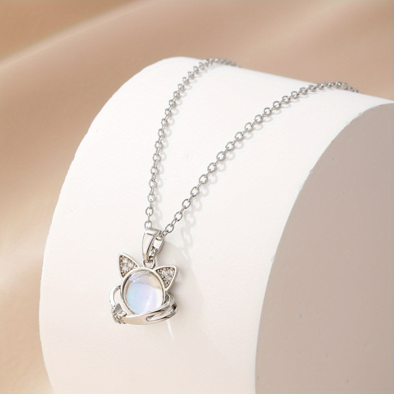 Moonstone Cat Necklace