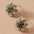 Green Shiny Round Vintage Earrings-Westeryn