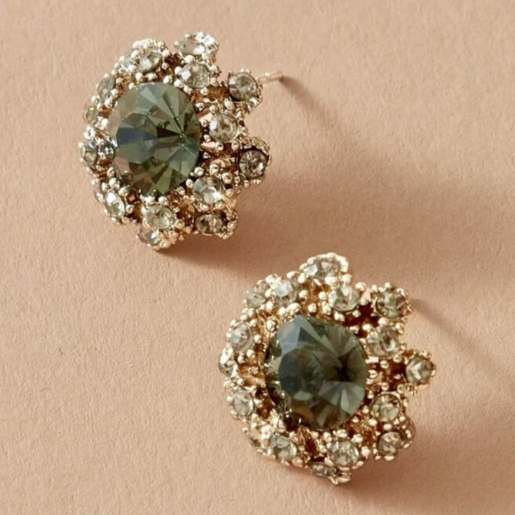 Green Shiny Round Vintage Earrings-Westeryn