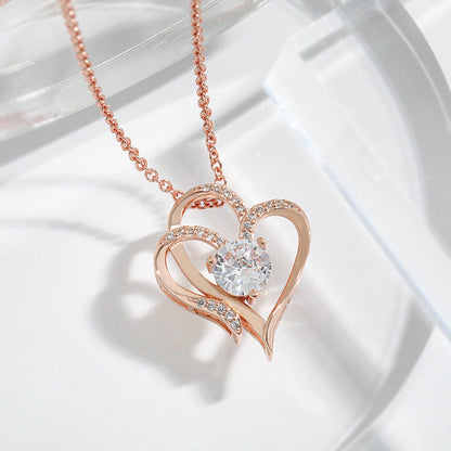ELENYA – Elegant Adjustable Women's Necklace with Enchanting Double Heart & Sparkling Zirconia for a Stylish Look