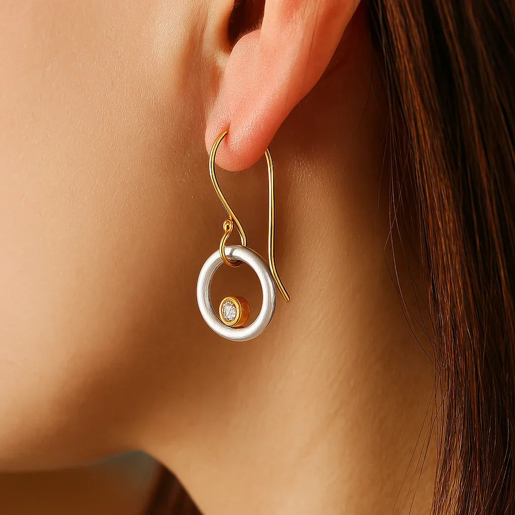 Vintage Gold & Silver Zirconia Earrings-Westeryn