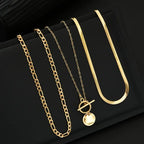 Savira Textured Coin Layered Necklace | Gold-Westeryn