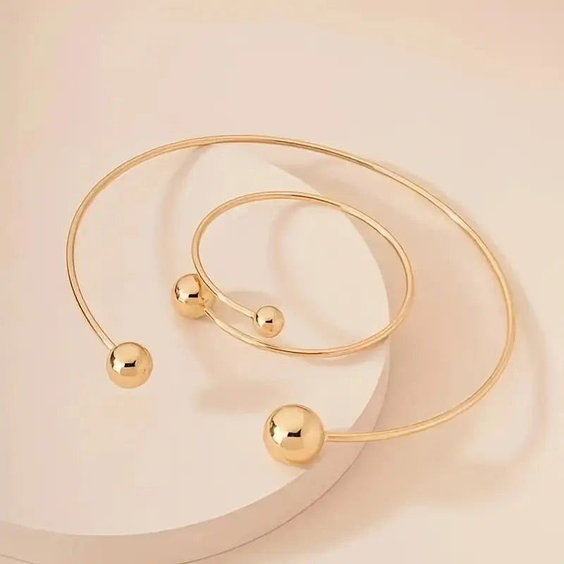 Minimalist Glow Collar & Cuff Bracelet Set | Gold-Westeryn