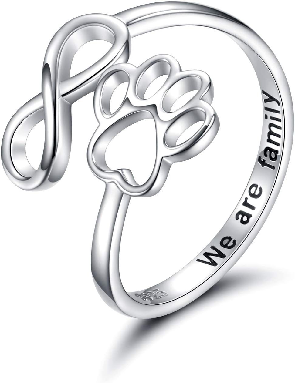 NIVI – Elegant Adjustable Paw Heart Ring Made of Handcrafted 925 Sterling Silver