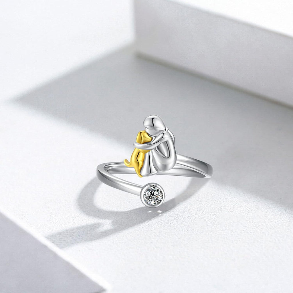 NAYELI – Elegant Adjustable Dog Ring made of 925 Sterling Silver with Sparkling Zirconia for Stylish Accents-Westeryn