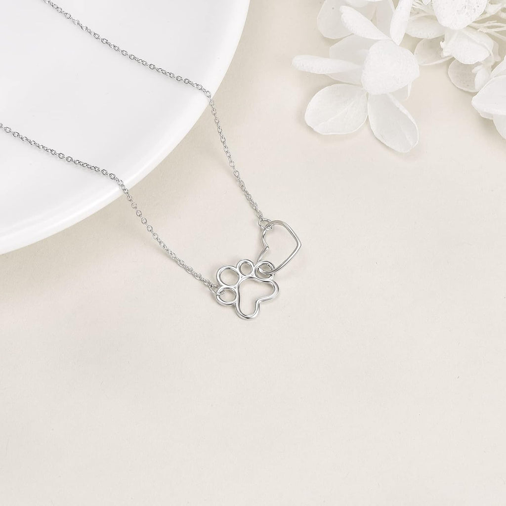 ILYA – Elegant Paw Necklace made of 925 Sterling Silver with Charming Heart Crystal Pendant-Westeryn