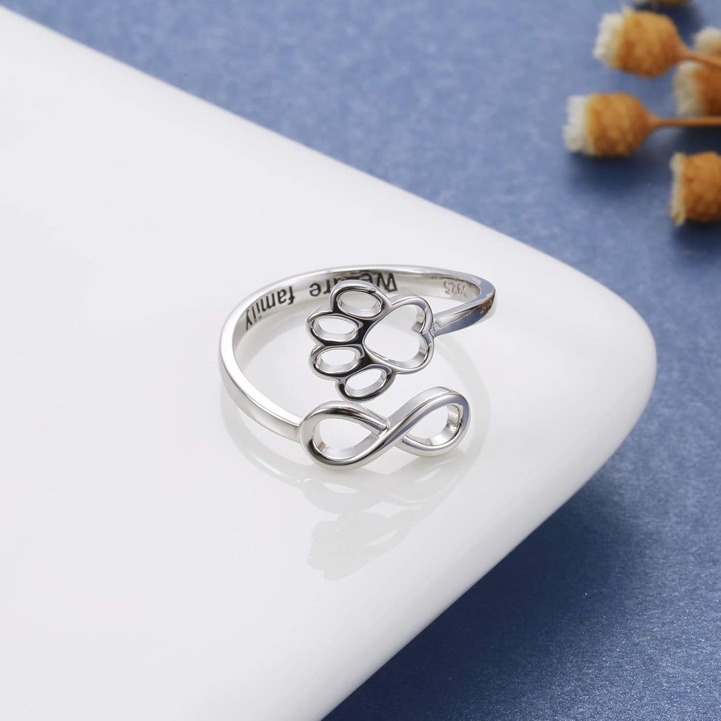 NIVI – Elegant Adjustable Paw Heart Ring Made of Handcrafted 925 Sterling Silver