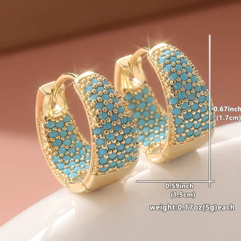 Golden-Tone Turquoise Beaded Hoop Earrings | Gold-Westeryn