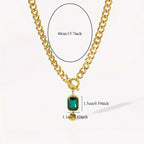 Chunky Chain Emerald Gold Pendant Necklace-Westeryn