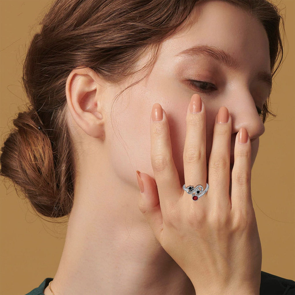 Crimson Paw Print Adjustable Ring-Westeryn