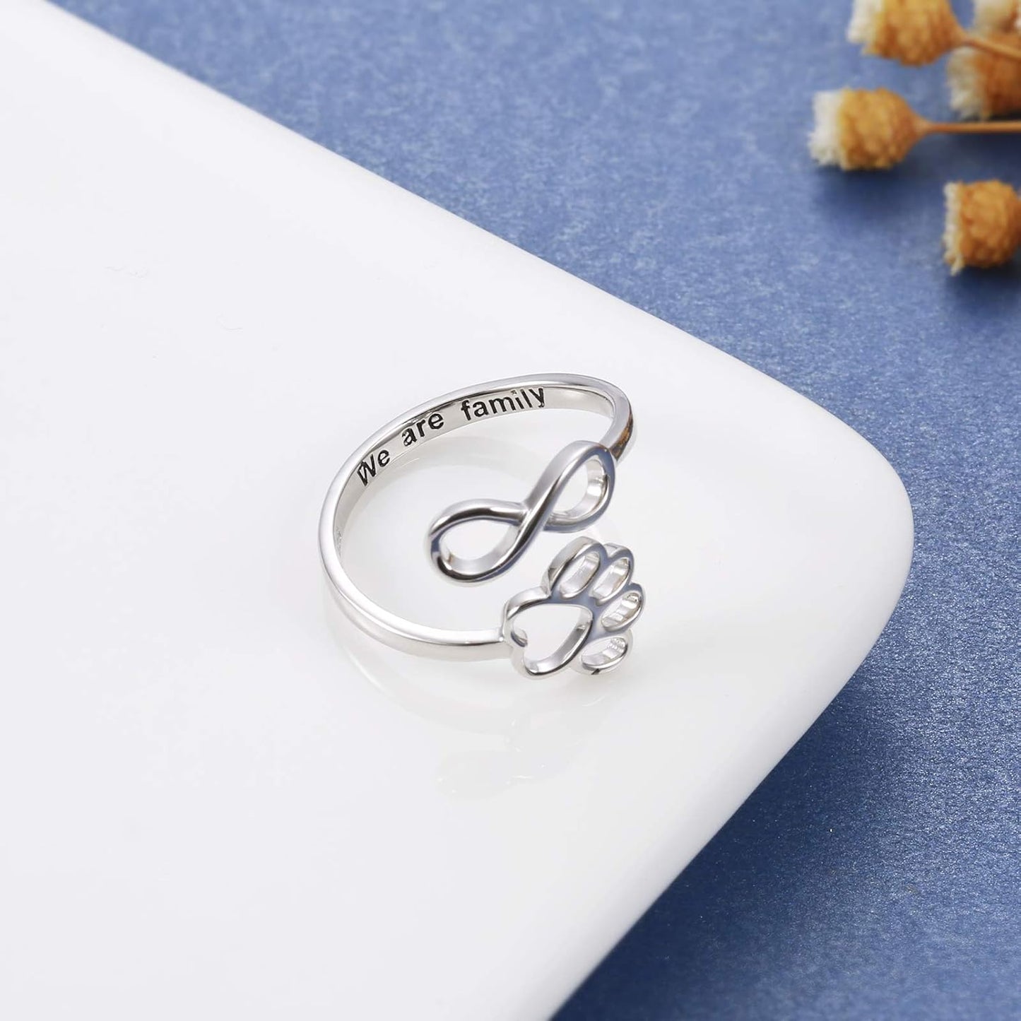 NIVI – Elegant Adjustable Paw Heart Ring Made of Handcrafted 925 Sterling Silver