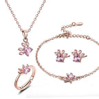 Elegant TALINA 4-Piece Rose Gold Jewelry Set with Paw & Zirconia Heart - Perfect Gift for Animal Lovers-Westeryn