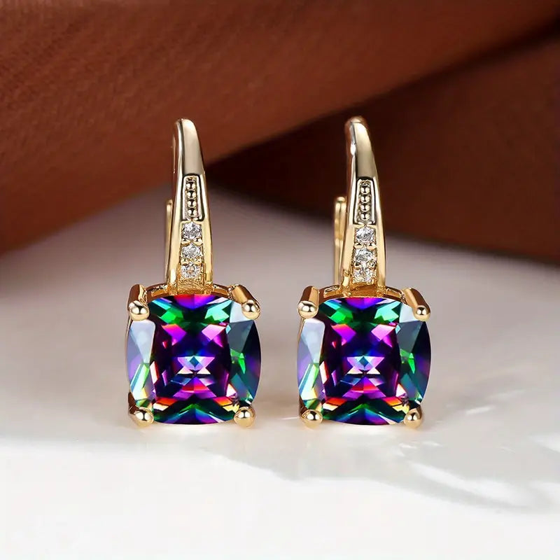 Mystic Stone Hoop Earrings | Gold-Westeryn