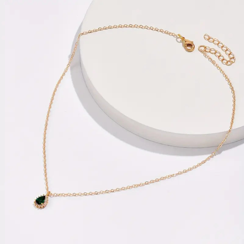 Green Water Drop Necklace-Westeryn