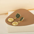 Vintage Green Golden Glass Earrings-Westeryn