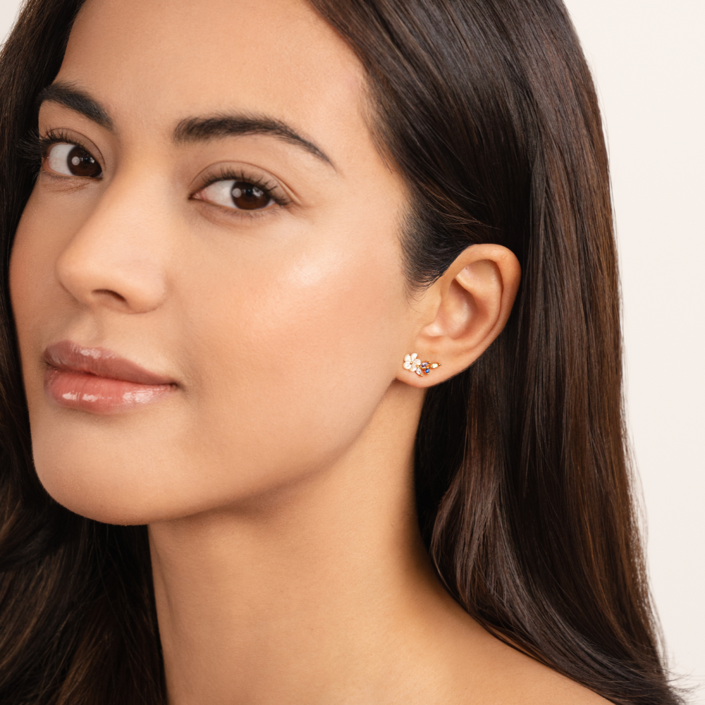 Crystal White Flower Earrings-Westeryn