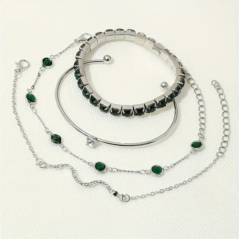 Green Gemstone Bracelet Set-Westeryn