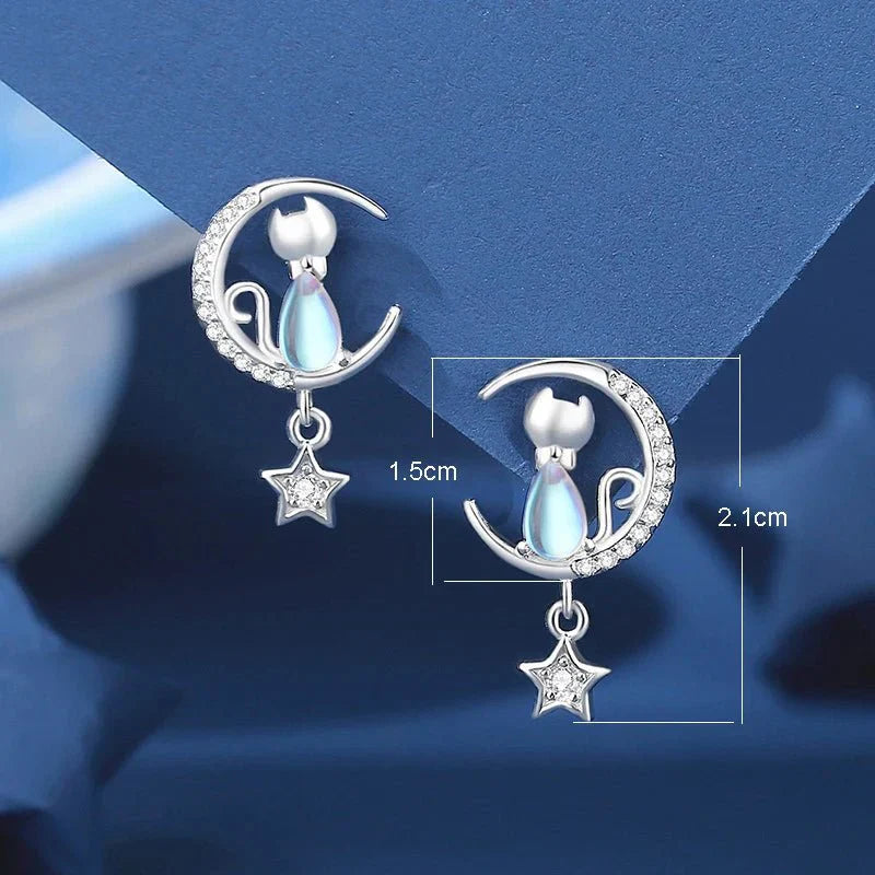 Celestial Whimsy Cat Earrings-Westeryn