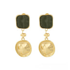 Vintage Green Golden Glass Earrings-Westeryn
