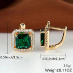 Golden Green Square Zirconia Gold Earrings-Westeryn