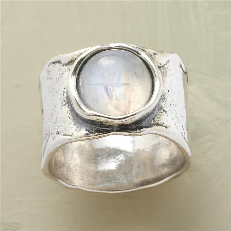 Moonstone Boho Ring | White Gold-Westeryn