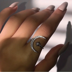 Moon & Star Diamond Ring in Silver-Westeryn