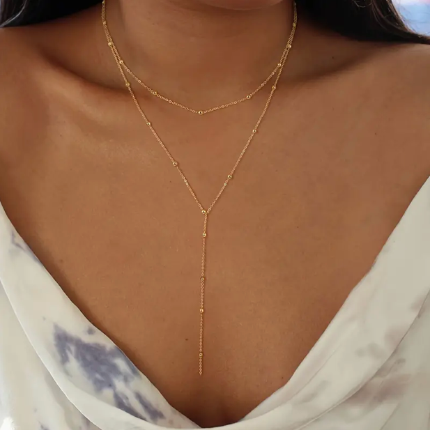 Geometric Tassel Beads Double Layer Necklace-Westeryn
