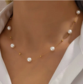 Golden Necklace with Saltwater Pearls-Westeryn
