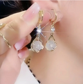 Moonstone Opal Vintage Earrings Set in Gold-Westeryn
