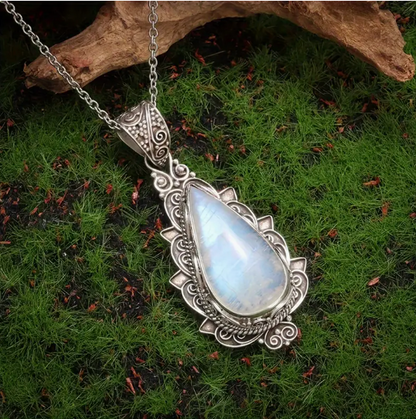 Moonstone Necklace in Vintage Setting