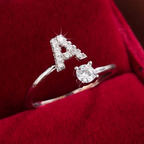Elegant Letter Ring with Diamonds in Gold and Silver-Westeryn