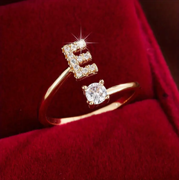 Elegant Letter Ring with Diamonds in Gold and Silver-Westeryn