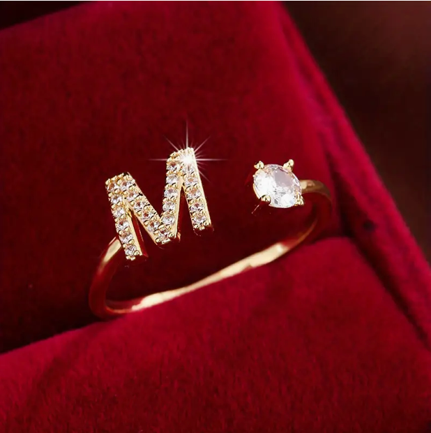 Elegant Letter Ring with Diamonds in Gold and Silver-Westeryn