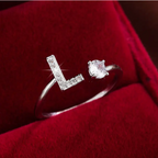 Elegant Letter Ring with Diamonds in Gold and Silver-Westeryn