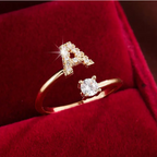 Elegant Letter Ring with Diamonds in Gold and Silver-Westeryn
