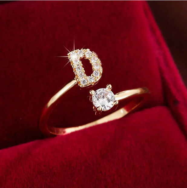 Elegant Letter Ring with Diamonds in Gold and Silver-Westeryn
