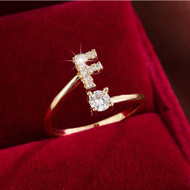 Elegant Letter Ring with Diamonds in Gold and Silver-Westeryn