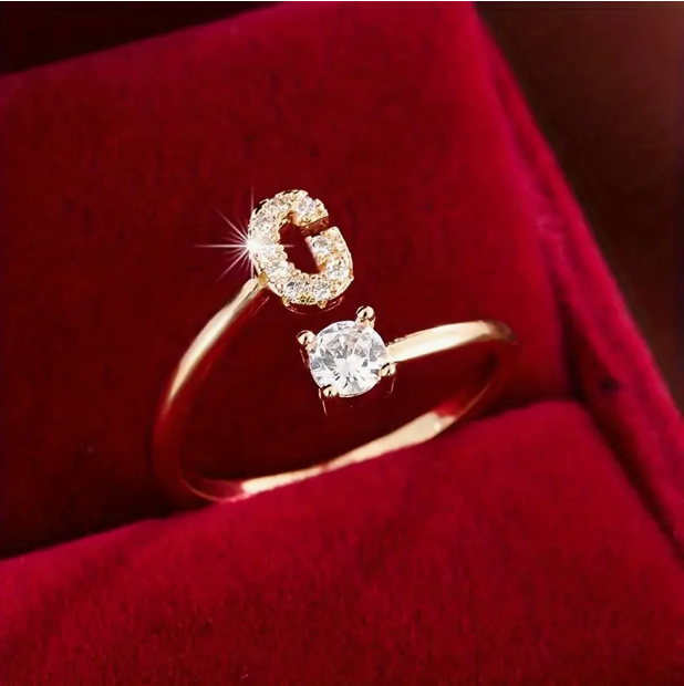 Elegant Letter Ring with Diamonds in Gold and Silver-Westeryn