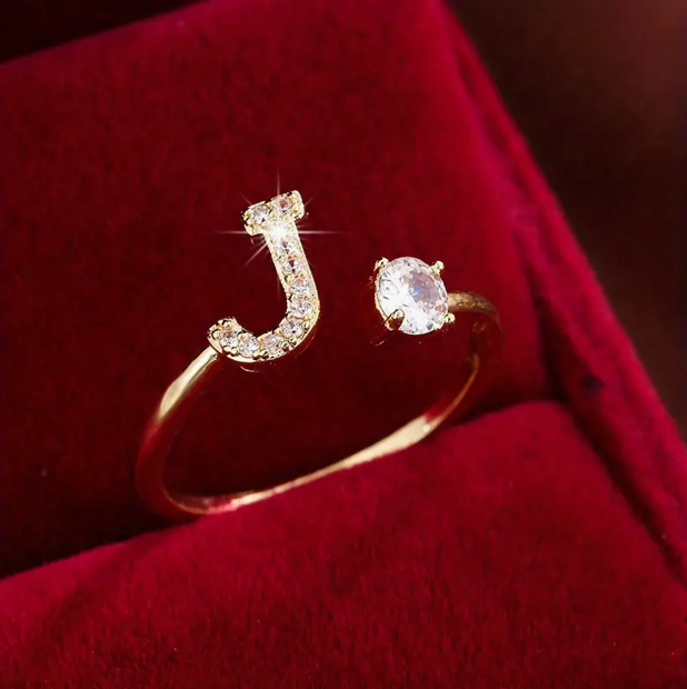 Elegant Letter Ring with Diamonds in Gold and Silver-Westeryn