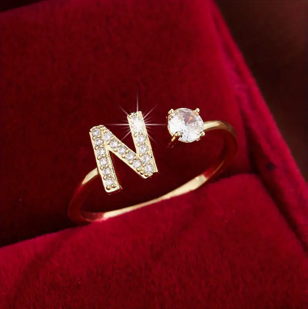 Elegant Letter Ring with Diamonds in Gold and Silver-Westeryn