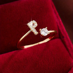 Elegant Letter Ring with Diamonds in Gold and Silver-Westeryn