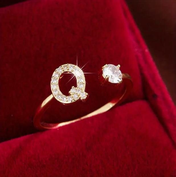 Elegant Letter Ring with Diamonds in Gold and Silver-Westeryn