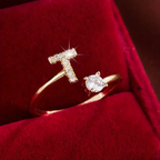 Elegant Letter Ring with Diamonds in Gold and Silver-Westeryn