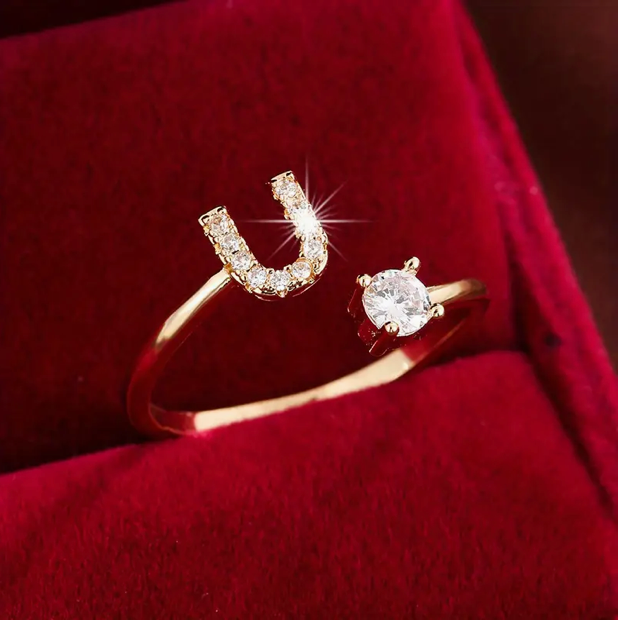 Elegant Letter Ring with Diamonds in Gold and Silver-Westeryn