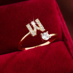 Elegant Letter Ring with Diamonds in Gold and Silver-Westeryn